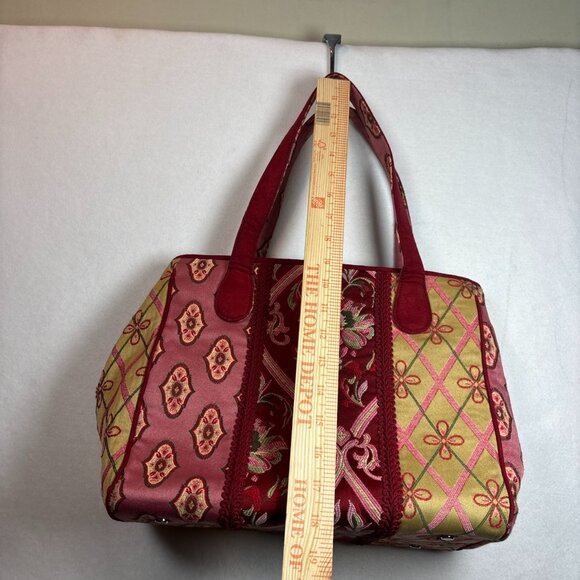 Talbots Floral Embroidered Tote Bag With Double Handles & Snap Closure - Picture 9 of 13